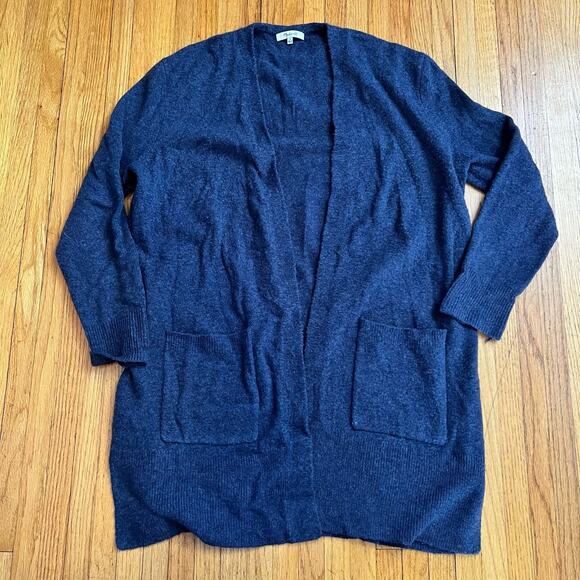 Madewell Sweater Womens medium Kent Coziest Yarn Longline Cardigan Blue Wool - Picture 1 of 8